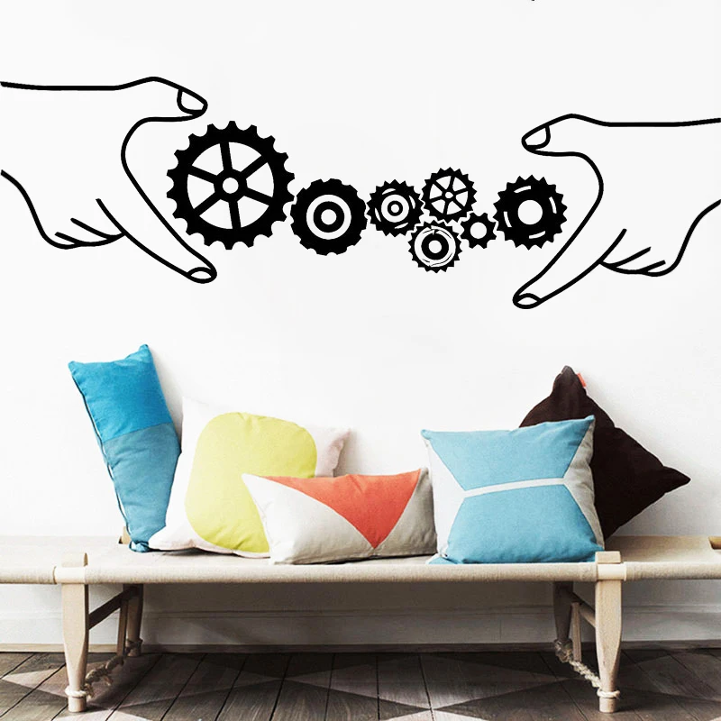 Наклейки на стену механические шестеренки наклейки для работы в команде успеха