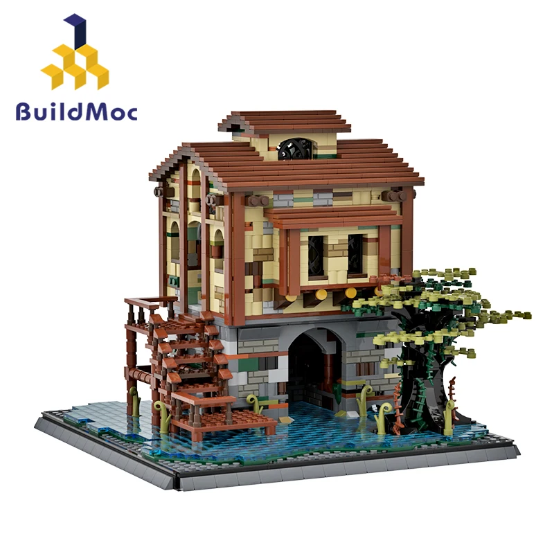 

Buildmoc Swamp Hideout House Tree Village Building Bricks City Model High-Tech Classic Inn Toys For Boys Gift Scene Decoration