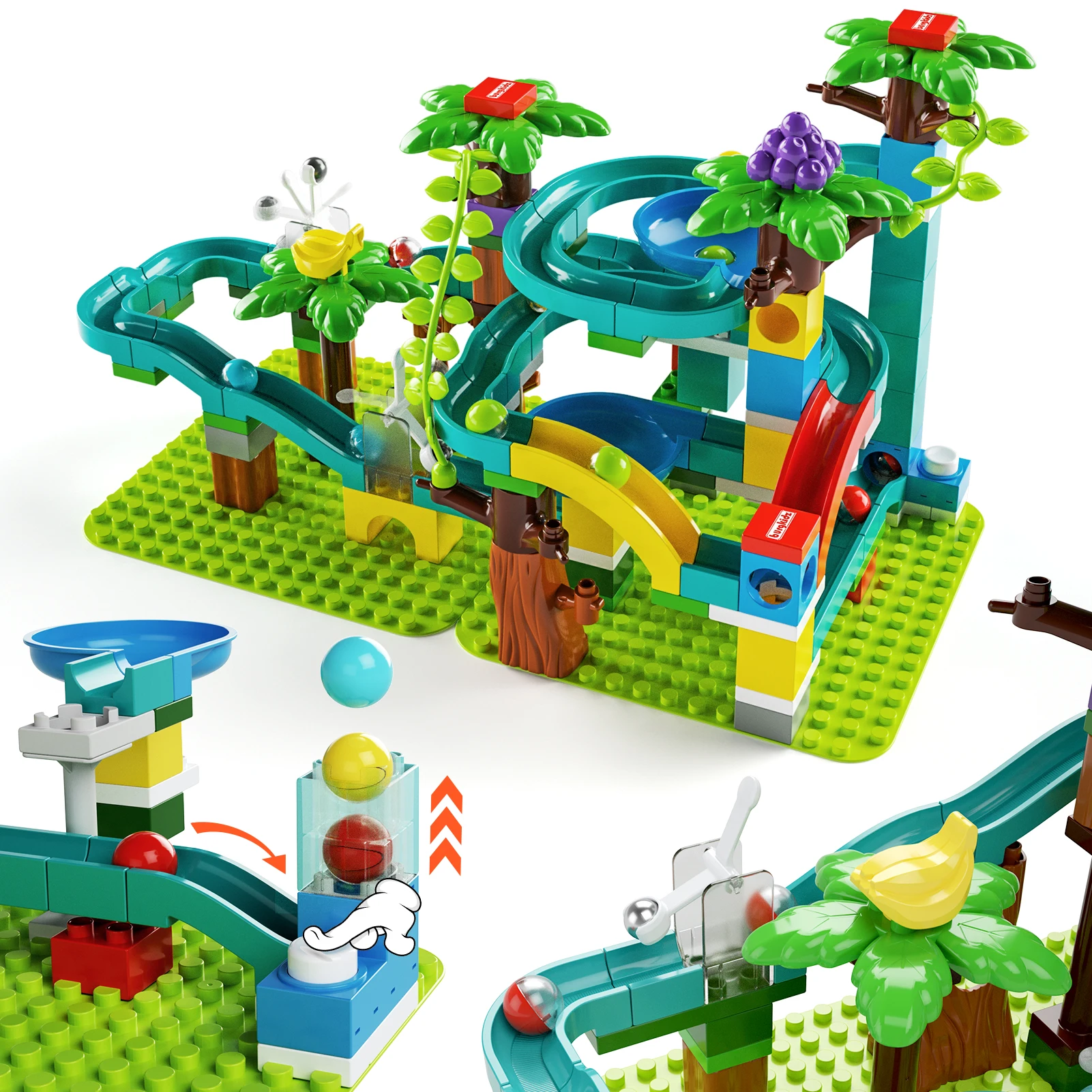 BURGKIDZ Marble Racing Run строительные блоки Монтессори игрушки Воронка Горка DIY кирпичи