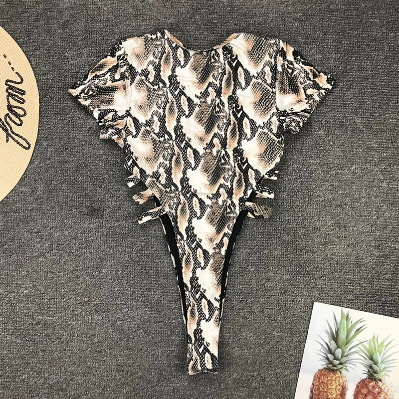 Сексуальный слитный купальник стринги женский с коротким рукавом боди монокини