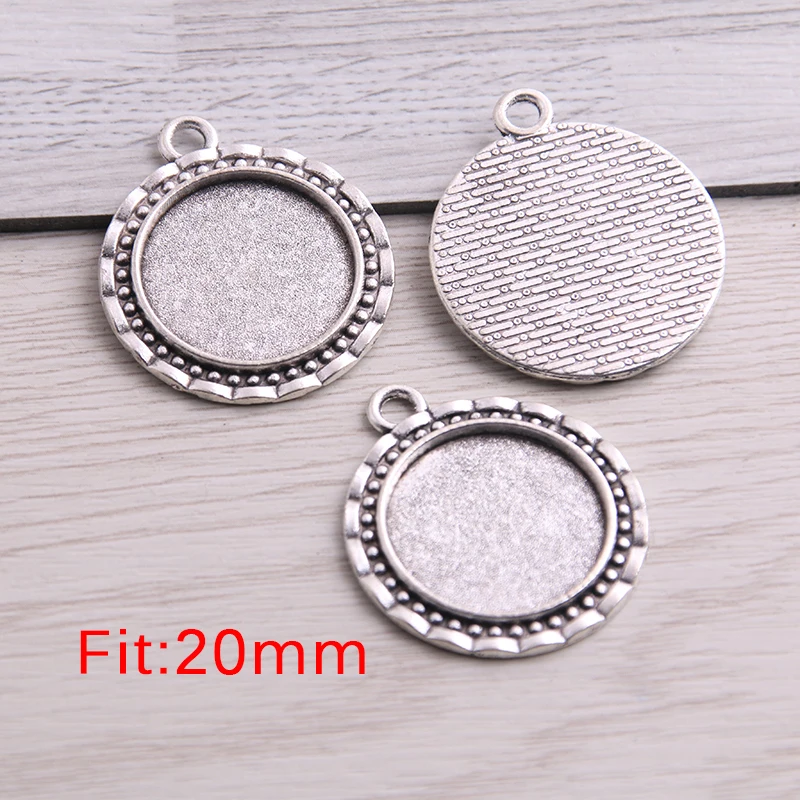 

SWEET BELL 12pcs 20mm Inner Size New Product Antique Pierced 3 Style Cabochon Base Setting Charms Pendant