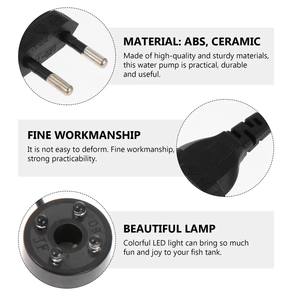 

2W Fish Tank Water Pump with Light Silent Adjustable Mini Water Pump Plug