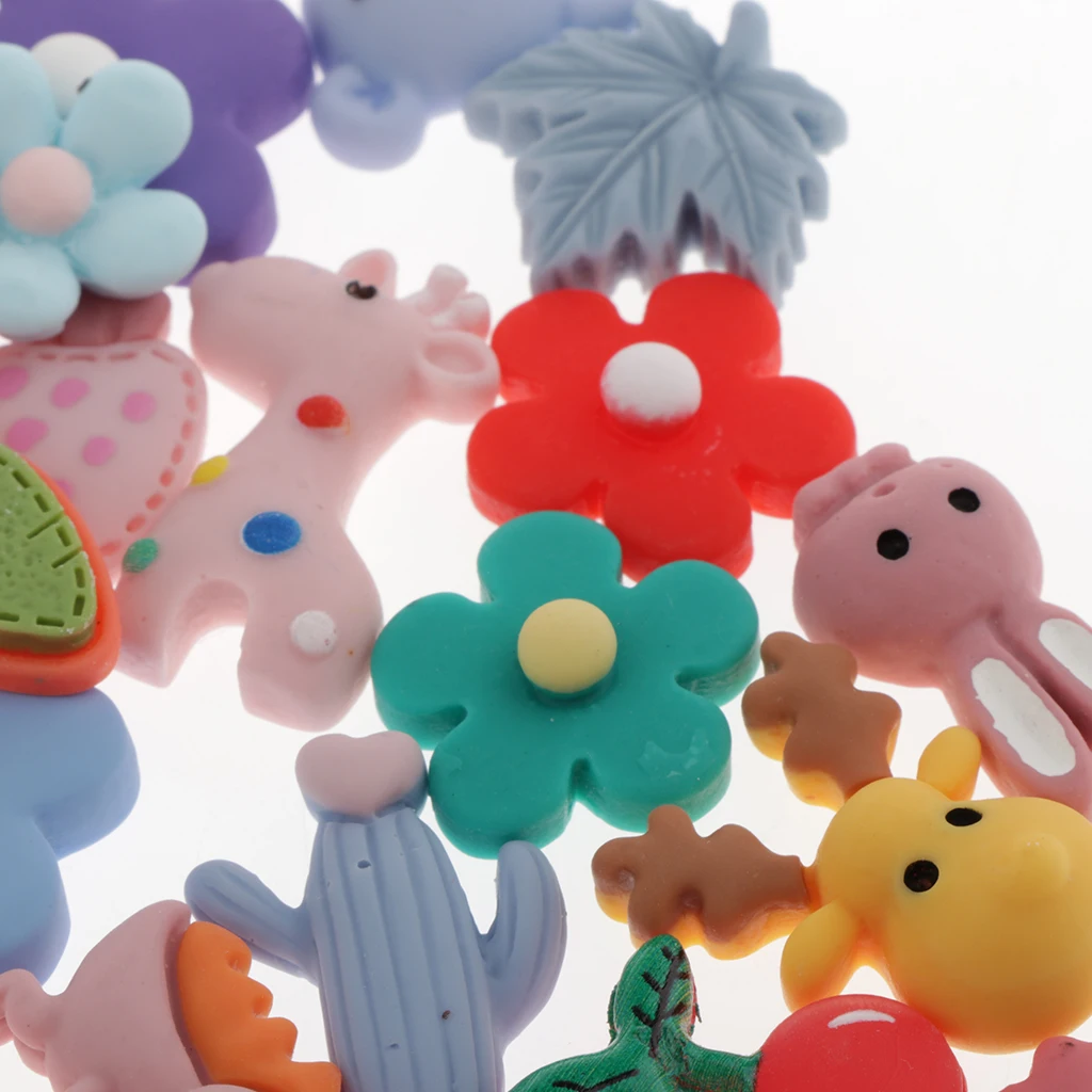 

100PC MIX Kawaii CABOCHONS Resin Flat Back Embellishments For DIY Crafts