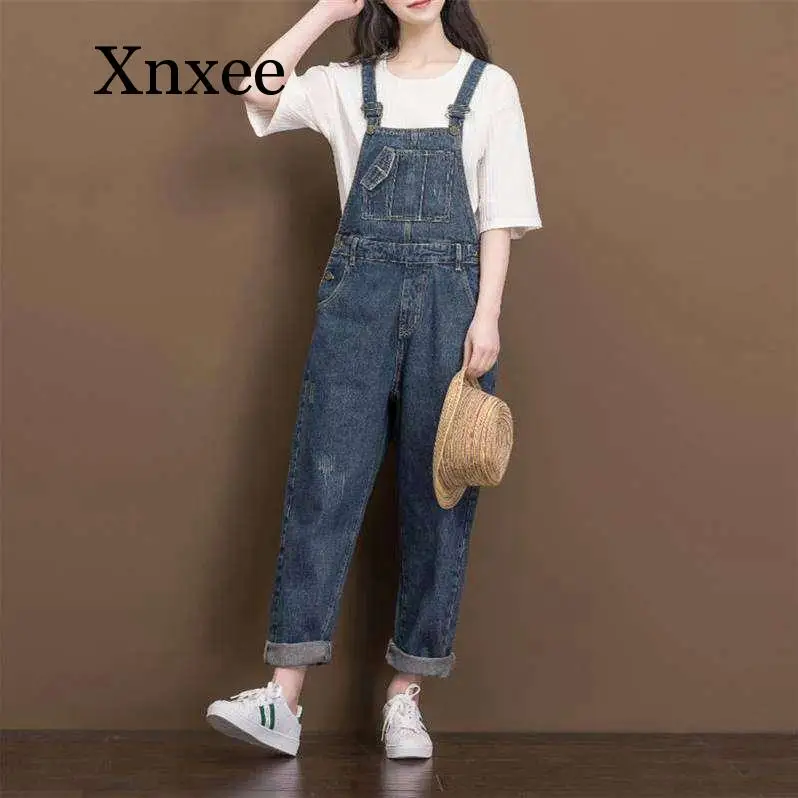 

Spring Autumn Crop Top Jeans Jumpsuit Women Fashion Loose Denim Overalls For Women Vintage Full Length Plus Size Rompers student