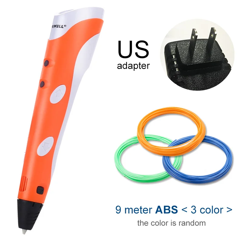 Orange US Myriwell 3D печати Ручки 1,75 мм ABS Smart 3D ручка с нити для детей развивающая серия хобби игрушки - Цвет: Orange US
