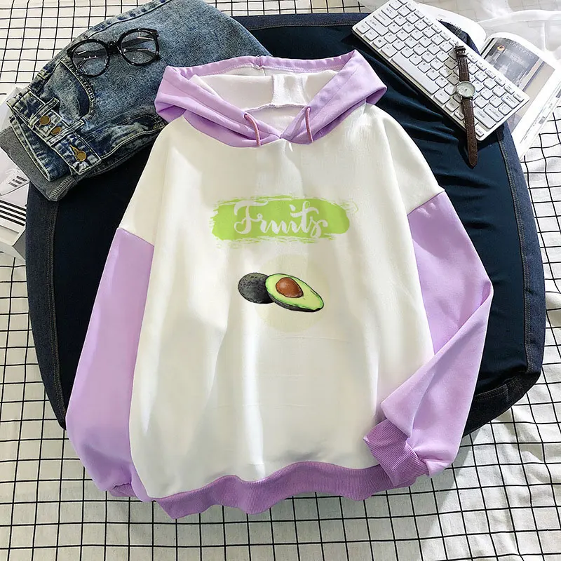 

Harajuku Kawaii Avocado Cartoons Anime Oversized Hoodies Women Pullover Hoded Loose Sweatshirt Hoodie Female Hooded Clothes