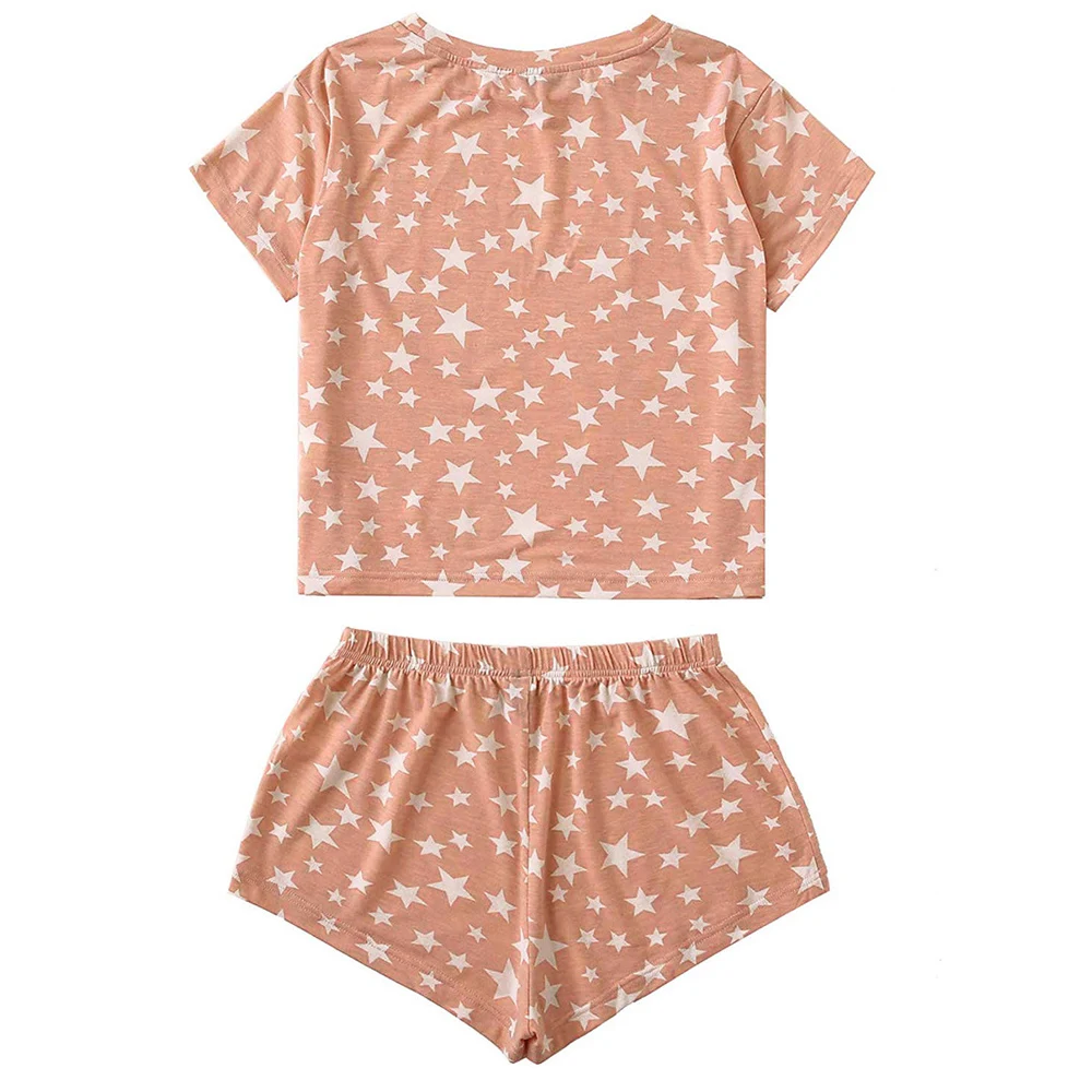 

2020 Summer New Leisure Tie-dyed Print Pajama Suit for Women Fashion Star Print Home Clothes in Europe and America