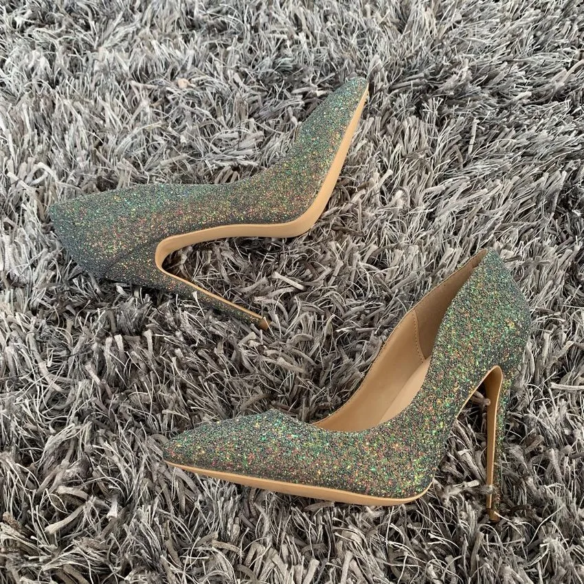 

Sequins Glitter Pointed Toe High Heels Women Pumps Shoes Stiletto 12cm/10cm/8cm Sequined Elegant Ladies Party Wedding Shoes sale