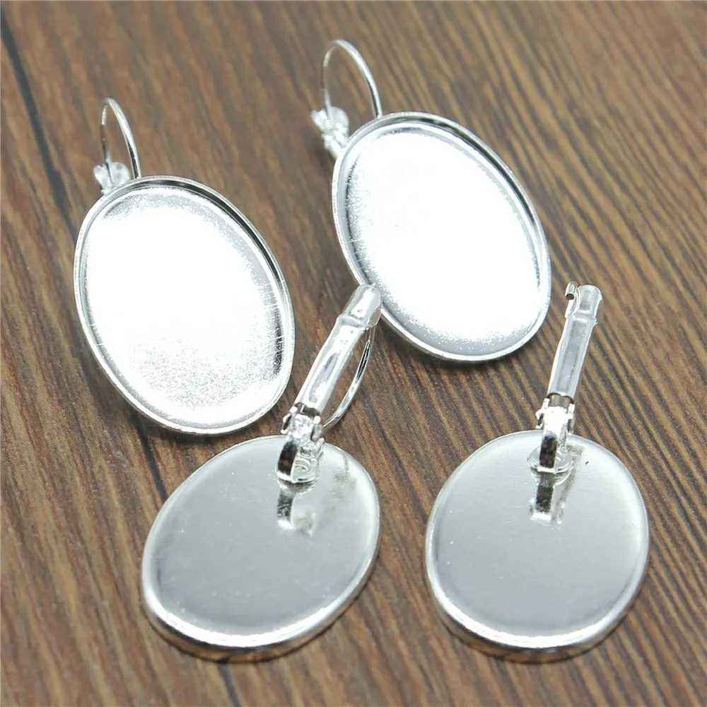

10pcs Fit 18x25mm Oval Glass Cabochon High Quality Copper Material French Lever Back Earrings Base Bezels