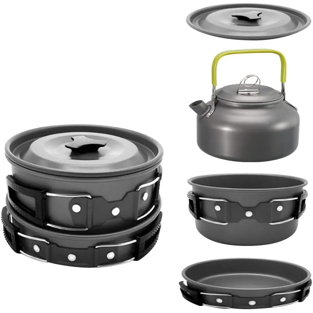 

Camping Cookware Set Aluminum Nonstick Portable Outdoor Tableware Kettle Pot Cookset Cooking Pan Bowl for Hiking BBQ Picnic