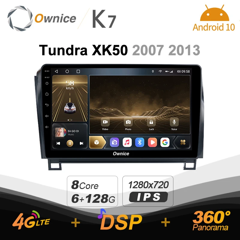 

K7 Ownice 6G+128G Android 10.0 Car Radio For Toyota Tundra XK50 2007 2013 Multimedia Audio 4G LTE GPS Navi 360 BT 5.0 Carplay