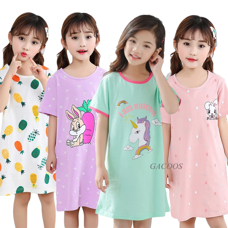 

Summer Fashion Children's Nightdress Girls Unicorn Nightgowns Baby Kids Cotton Pajamas Girls Princess Night Dress Girl Sleepwear