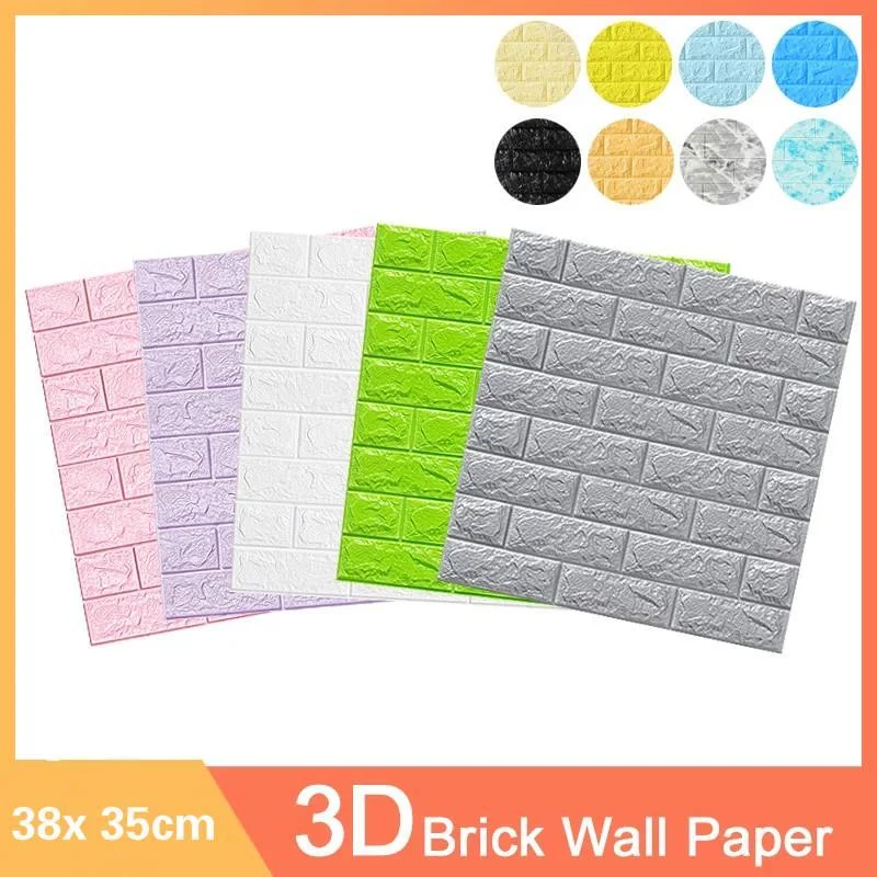 

3D Wall Sticker Imitation Brick Bedroom Decoration Waterproof Self Adhesive Wallpaper For Livingroom Kitchen TV Backdrop 35x38cm