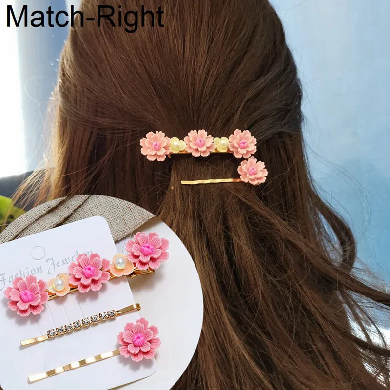 3 шт./компл. заколка для волос с цветком/заколка/палочка женщин со стразами