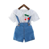 new summer baby girl clothes cute children fashion t shirt strap shorts 2pcssets toddler casual costume outfits kids tracksuits