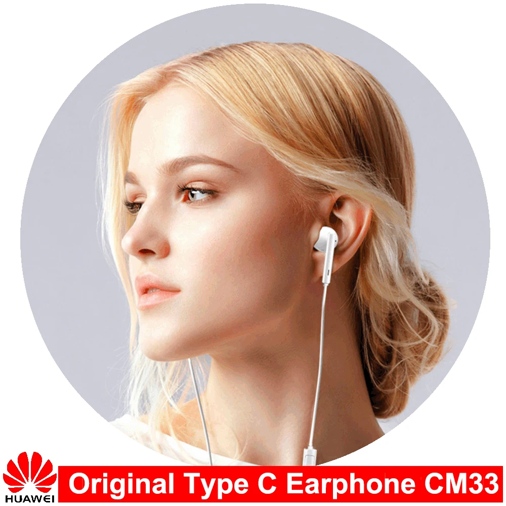 Original HUAWEI CM33 Earphone USB Type-C In Ear Hearphone Headset Mic Volume HUAWEI Mate 10 Pro 20 X RS P20 30 P40 Honor 7 8 V8 wireless gaming headphones