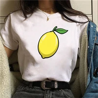 summer new funny cartoon lovely lemon t shirt printed chic harajuku neck casual retro top womens fashion t shirt