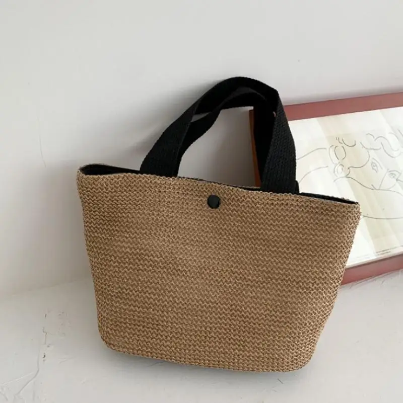 

2021 Summer New Fashion Ladies Beach Vacation Woven Bag Simple Female Bag Classic Retro Straw Woven Bag Women's Handbag