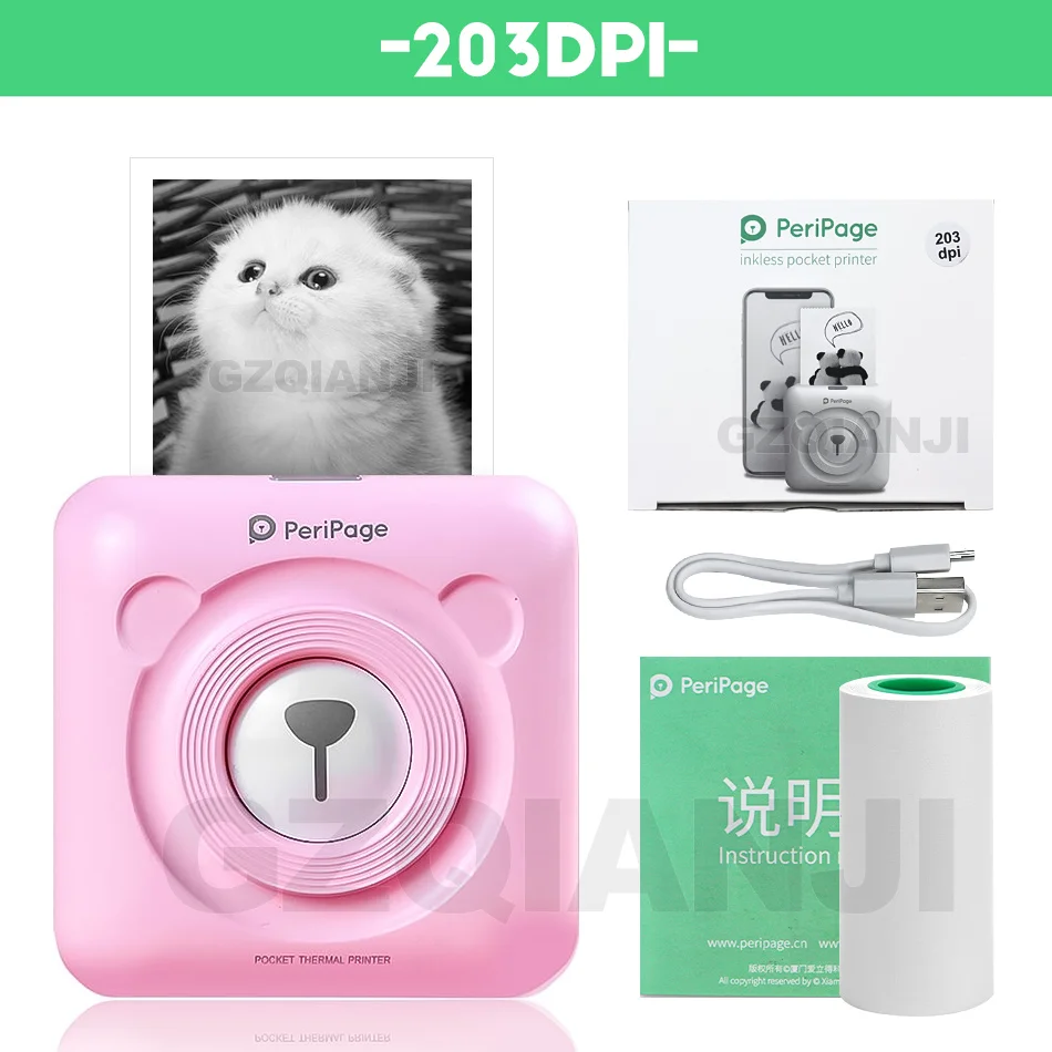 304 dpi Peripage мини фото Bluetooth принтер карманный фотопринтер для мобильного телефона Android и iOS подарки для детей и женщин - Цвет: 203dpi Pink Printer