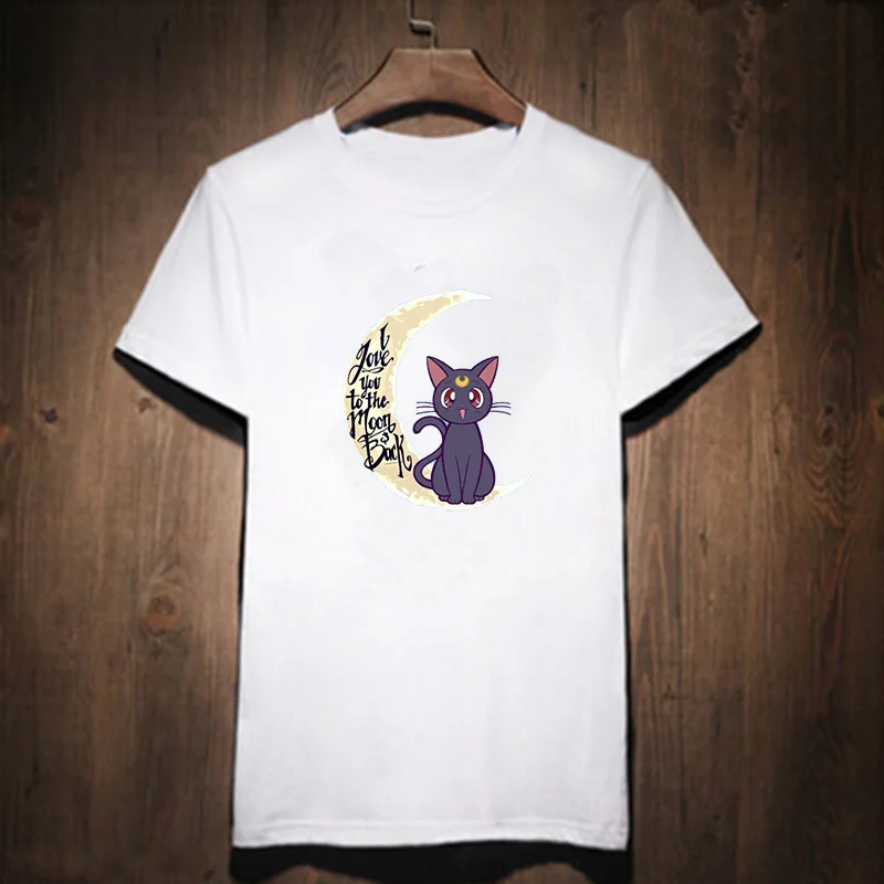 Высококачественная летняя футболка женская с принтом кота Сейлор Мун для