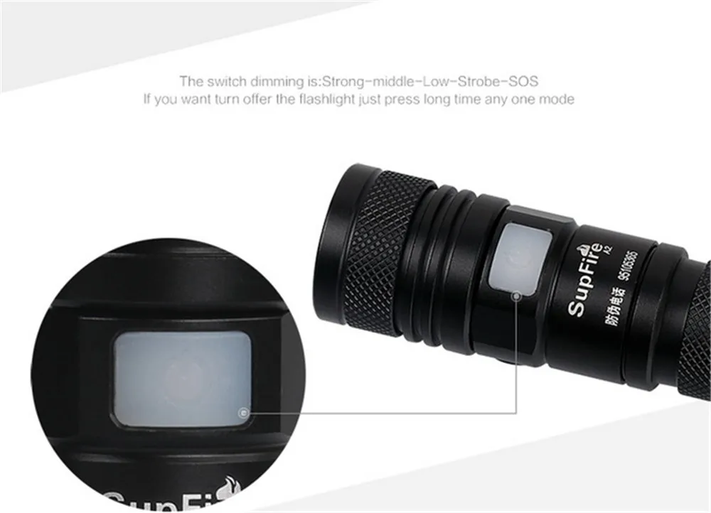 SupFire Flash светильник Linterna светодиодный ультра яркий фонарь T6 2000lm масштабируемый Lanterna 5 режимов A2 USB Перезаряжаемый 18650 светильник 10 Вт
