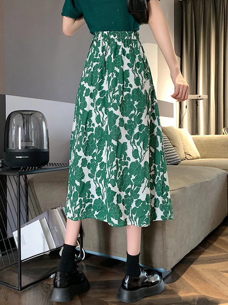 

High-waisted shredded skirt women's summer 2021 long A-line skirt umbrella skirt