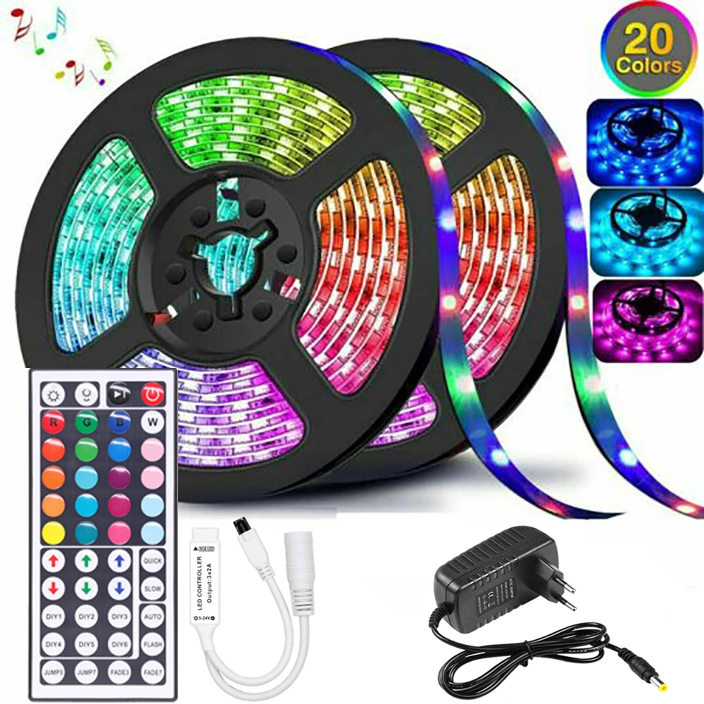 Цветная (RGB) 5050 SMD 2835 Светодиодные ленты светильник гибкая лента RGB полоса 5 м 10 15