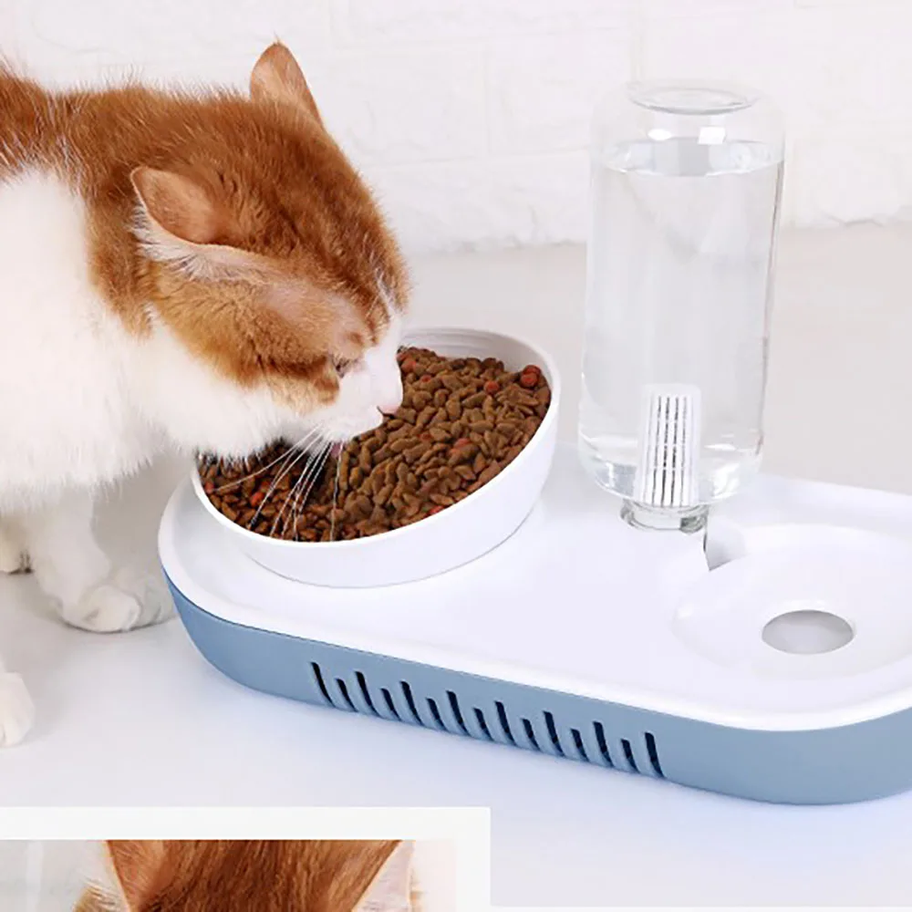 

Автоматическая миска для домашних животных, емкость для еды с дозатором воды, двойная миска для собак, миска для кошек, товары для питомцев