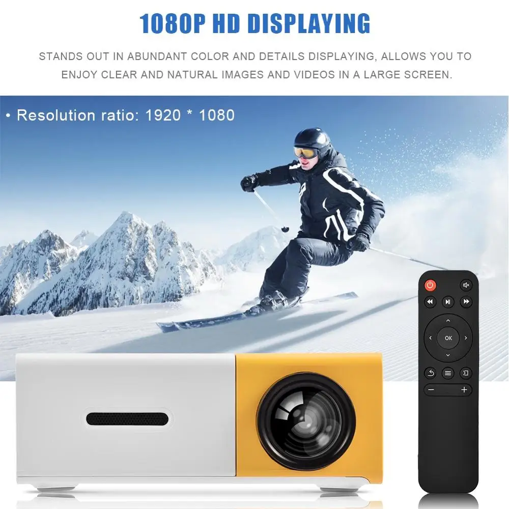 LED Video Projector mini projector Support 1080P Portable sound system for PC Laptop iPhone Andriod phone home theaters EU Plug |
