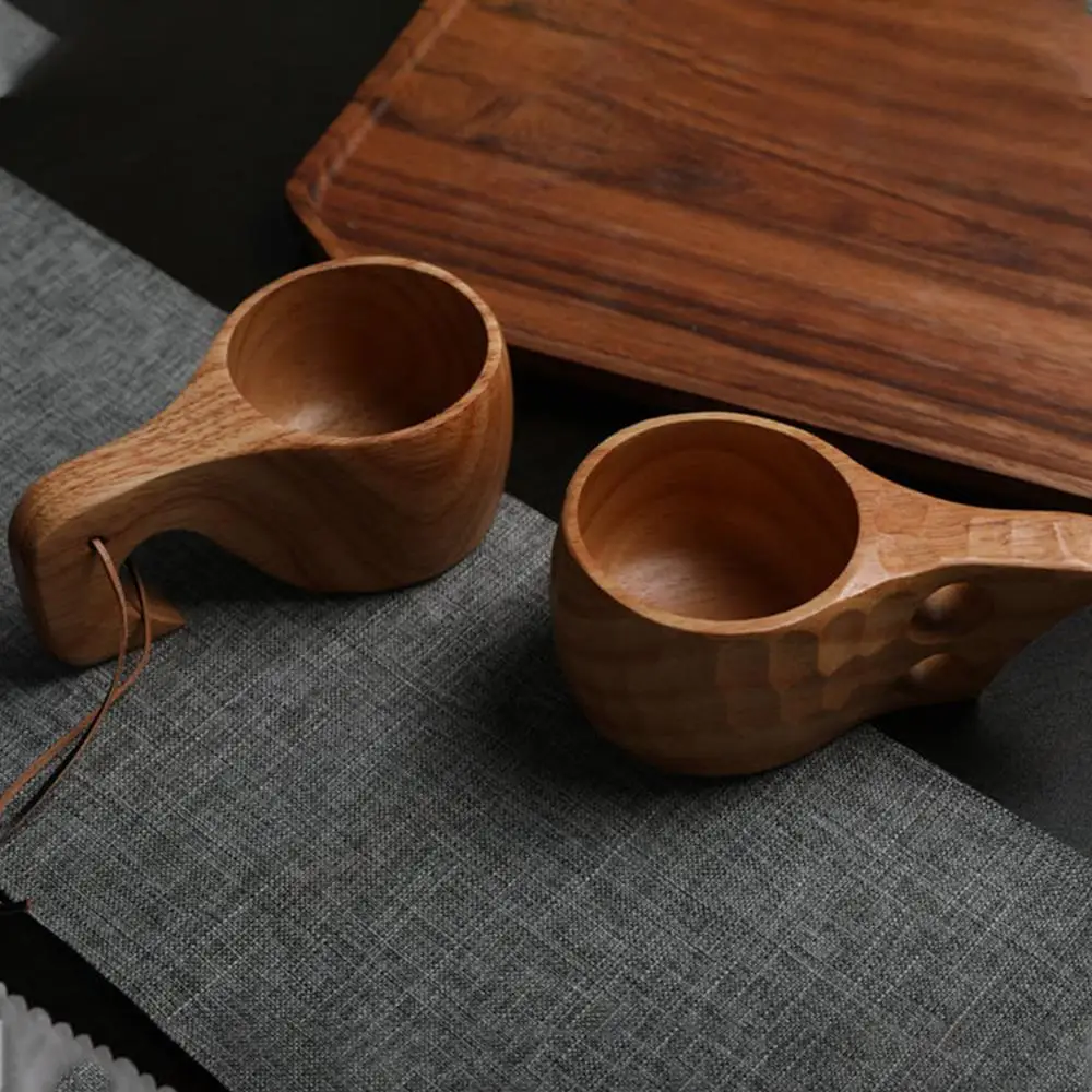 

Portable Coffee Cup Multifunctional Salad Bowl Lightweight & Eco-Friendly Traditional Wooden Cup for Coffee Tea Milk