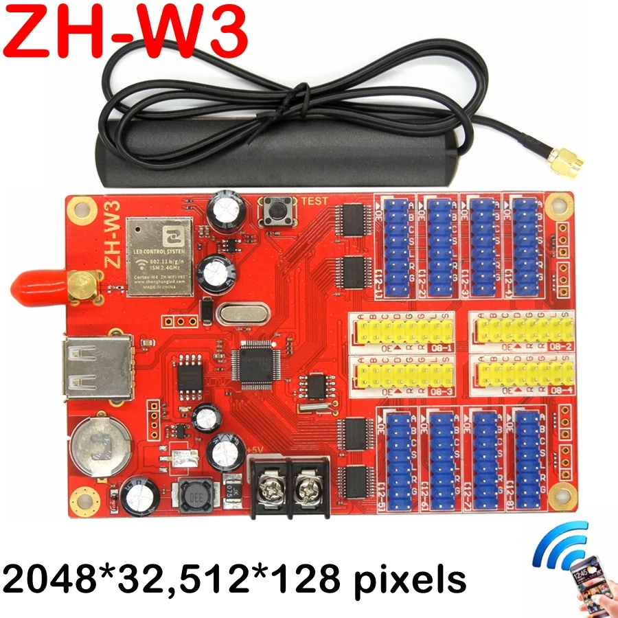 ZH W3 светодиодный контроллер Wi Fi карты 512*128 пикселей Светодиодная панель доска