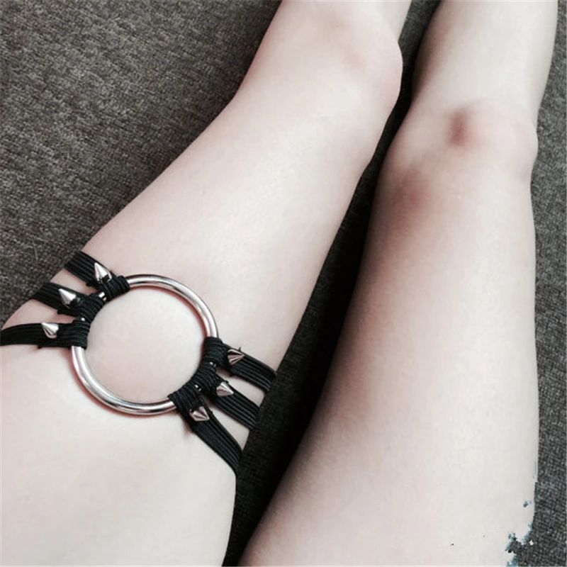 Фетиш Женский готический ремень для ног в стиле панк с пентаграммой эластичная