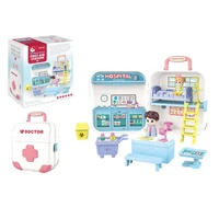dollhouse playset diy pretend portable medical luggage toy kit with exquisite bedroom doll house hospital play set for girls bo