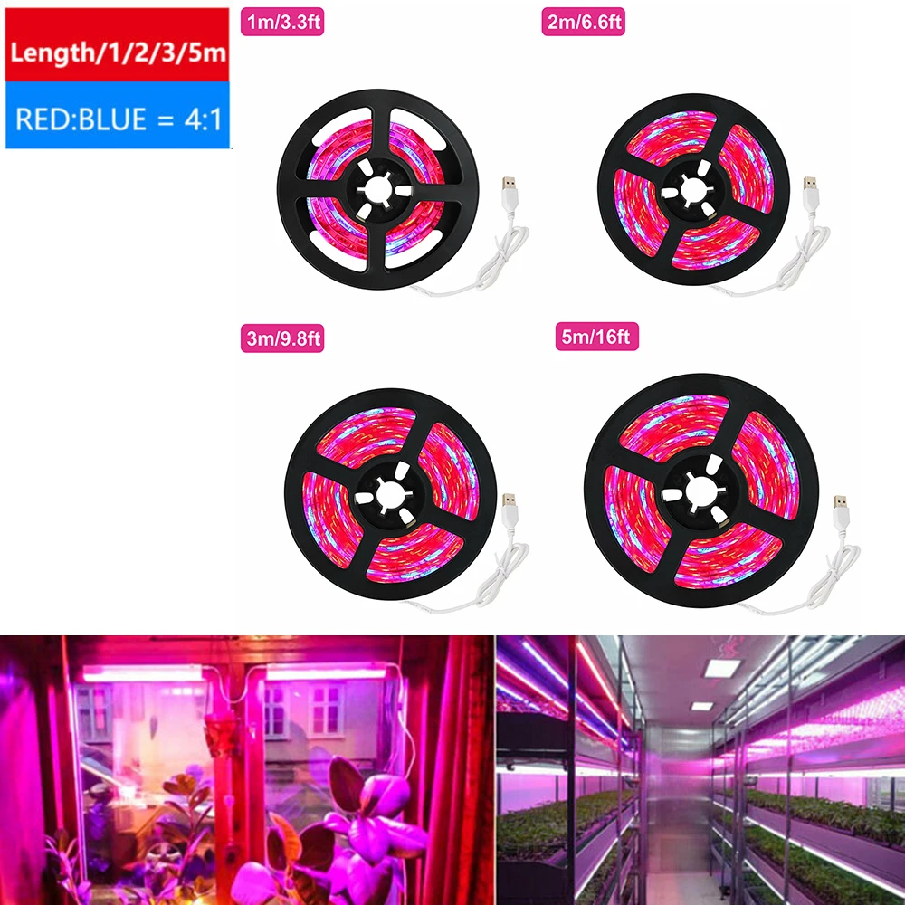 

USB LED SMD 5050 Grow Lights Strip Light Lamp Full Spectrum DC 5V Durable