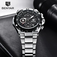 2021 benyar design fashion simple men quartz watch luminous waterproof pointer calendar stainless steel watch relogio masculino