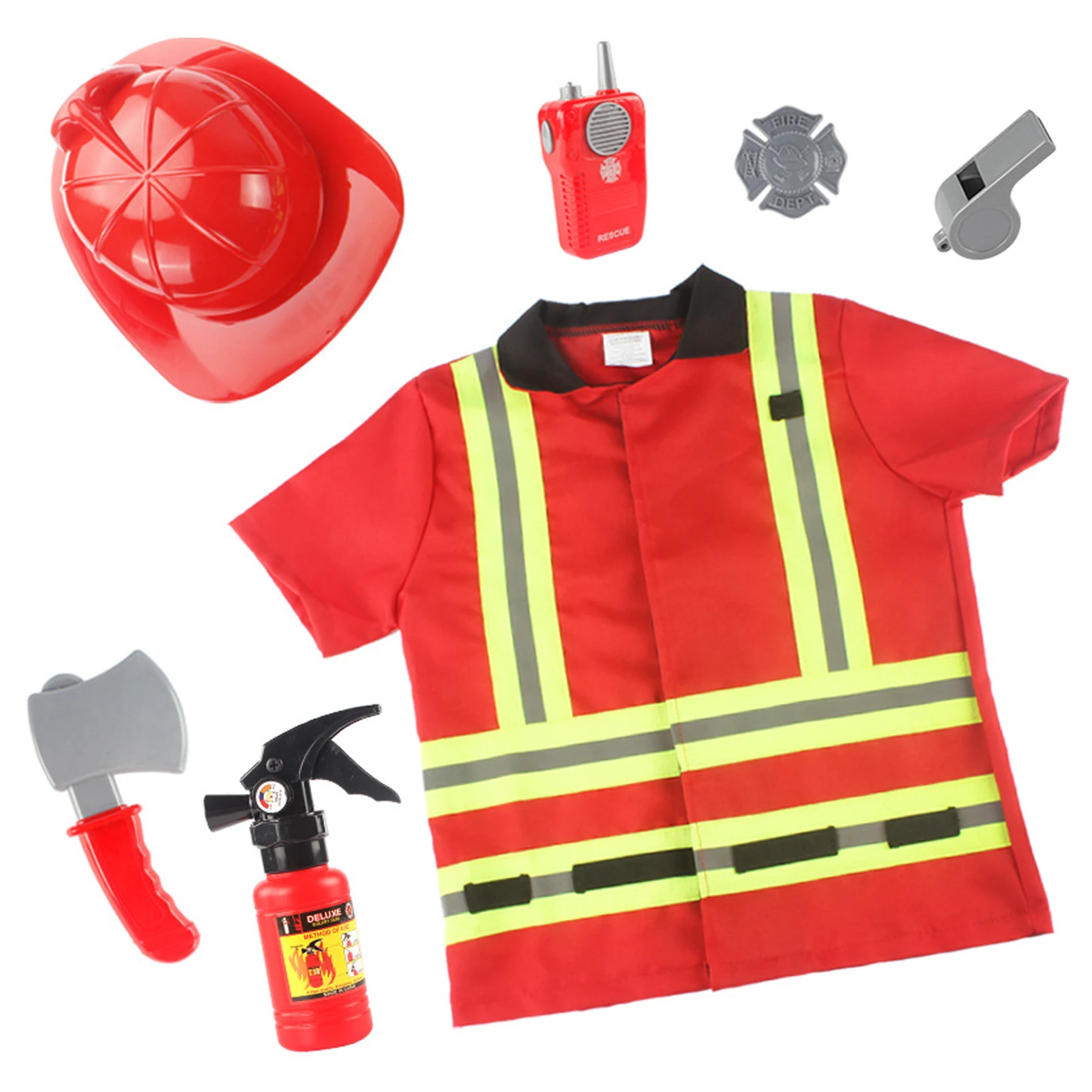 

Clearanc Fire Chief Role Play Costume Dress-Up Children's Toys Fire Hat Clothes Water Gun Fire Fighting Tools Firefighter Toy