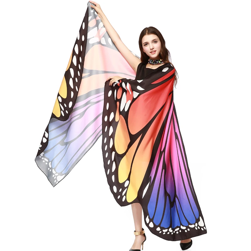 Красочные вечерние платья из мягкой ткани с крыльями бабочки для взрослых