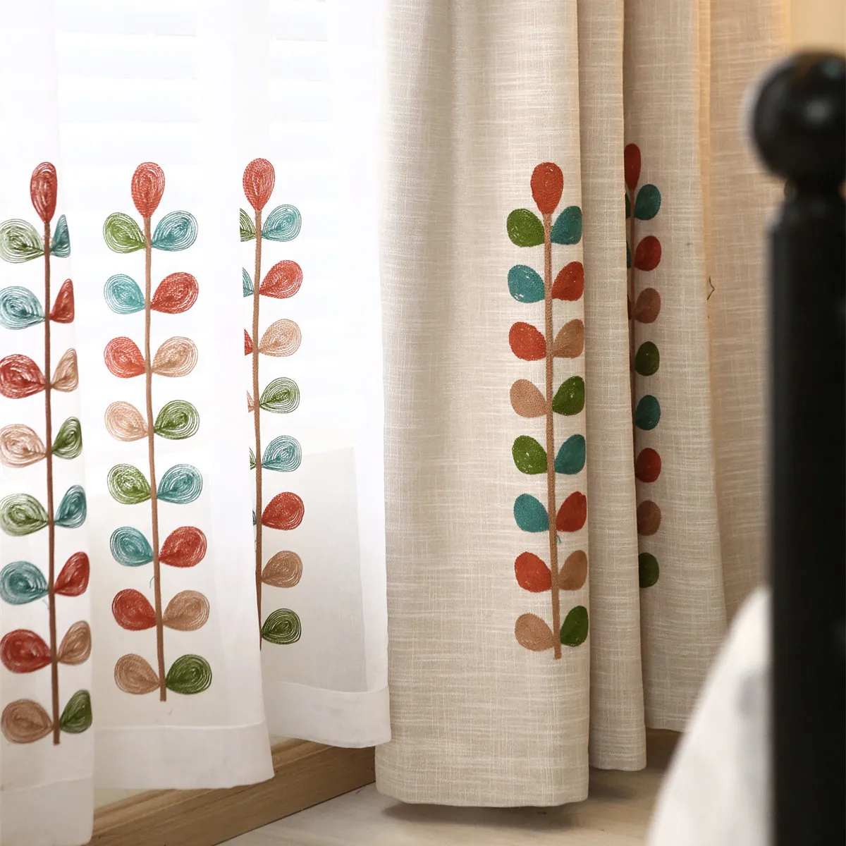 Modern Linen Embroidered Sheer Curtain Cloth for Bedroom Living Room Kitchen Window Curtains | Дом и сад