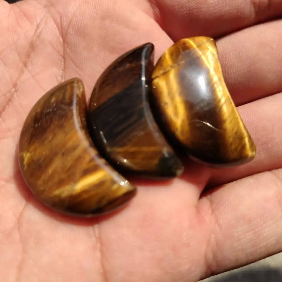 

3pcs Natural crystal YELLOW TIGER'S EYE Moon