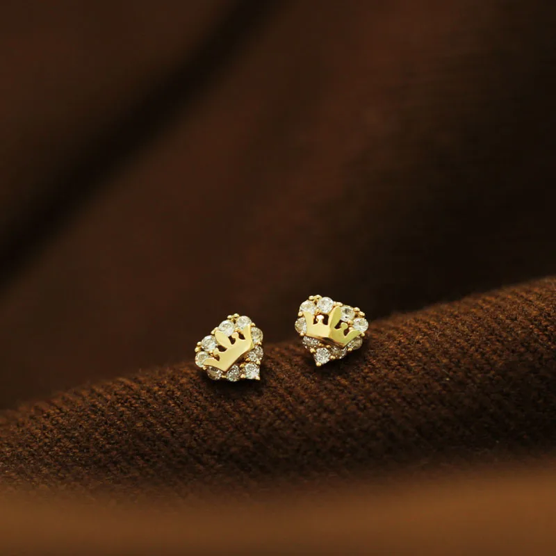 14K чистого золота в форме сердца короны с украшением виде кристаллов изысканные