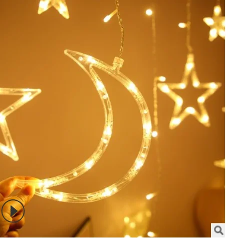 

Moon Star Lamp LED Lamp String Ins Christmas Lights Decoration Holiday Lights Curtain Lamp Wedding Neon Lantern 220v fairy light