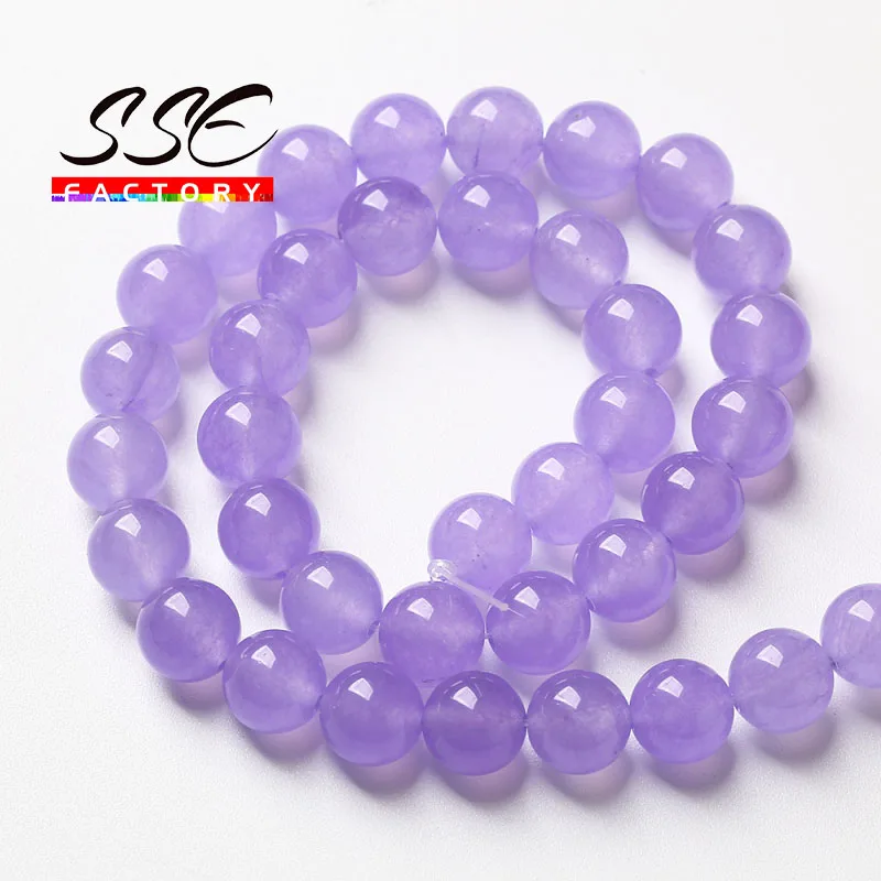 Natural Lavender Purple Chalcedony Jades Beads Round Stone Beads For Jewelry Making DIY Bracelets Accessories 4 6 8 10 12 14mm images - 6