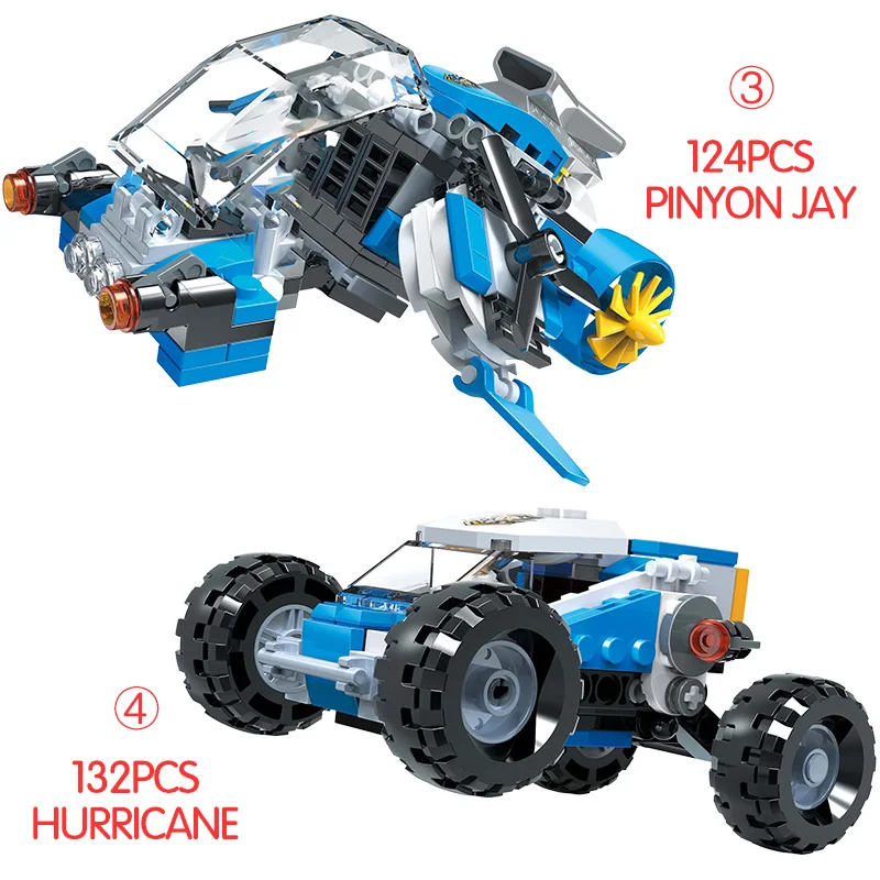 

528PCS Toys for Boys Cruise Chariots Building Blocks City Police Helicopter Car Figures 4 IN 1 Educational DIY Bricks