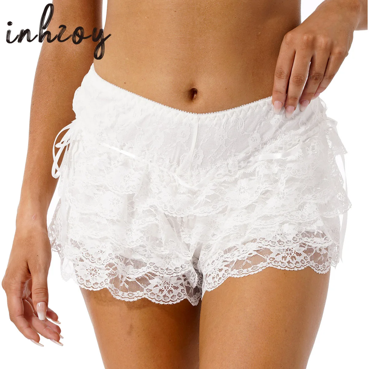 Купи Womens Girls Ruffle Lace Underwear Bloomers Shorts Layered Frill Panties Lingerie Culotte Pumpkin Shorts Loose Bloomers Shorts за 179 рублей в магазине AliExpress