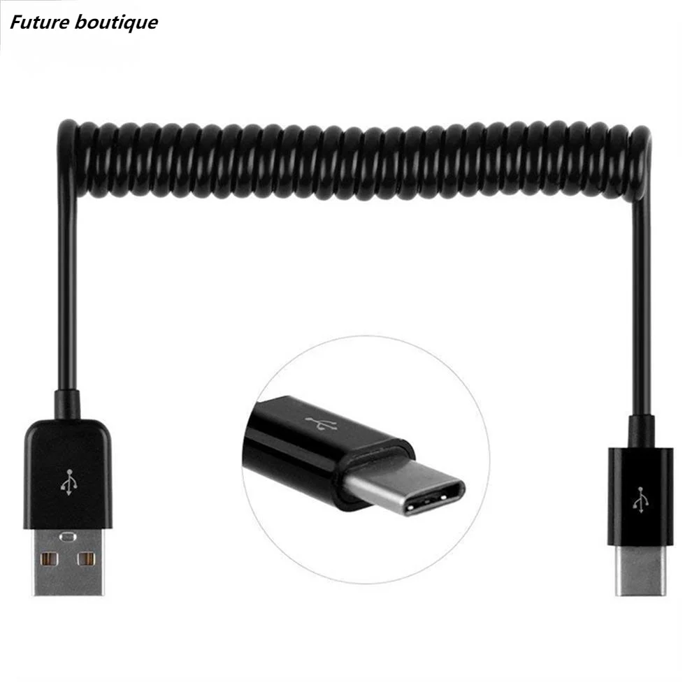 

Спиральный кабель длиной 1 м, Тип C, спиральный кабель, синхронизация данных, подходит для Samsung galaxy S9 S