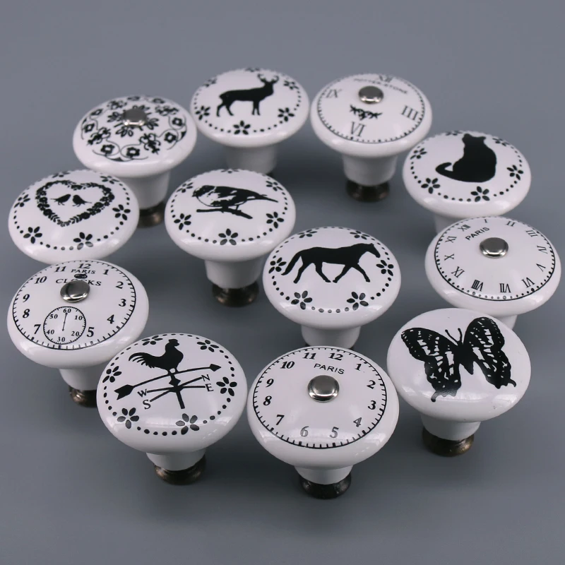 

1x White Ceramic Drawer Knobs Children Door Handle Porcelain Cabinet Knobs Kid Dresser Knob Cute Cupboard Pull
