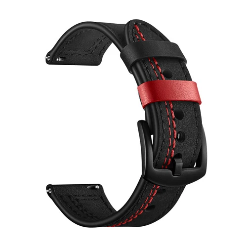 black 22 мм ремешок из натуральной кожи для samsung gear S3 Frontier galaxy watch 46 мм huawei gt watch 2 band amazfit GTR 47 мм браслет - Цвет ремешка: black