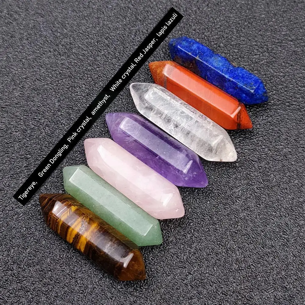 

7 Chakra Stone Set Natural Crystal Wand Healing Prism Box Beads Yoga Energy Amulet Gift Stone 2021 With Stone Meditation La H1u7