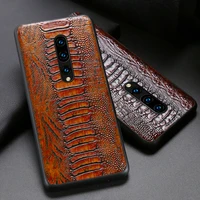 genuine leather phone case for oneplus nord 8t 8 7 7t pro 9 9t cases luruxy cowhide ostrich foot texture back cover funda capa
