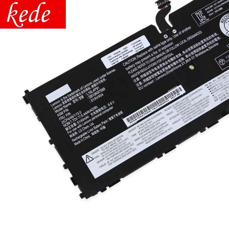 Kede Оригинальный аккумулятор для ноутбука Lenovo ThinkPad X1 Tablet GEN 3 L16L4P91 SB10K97599